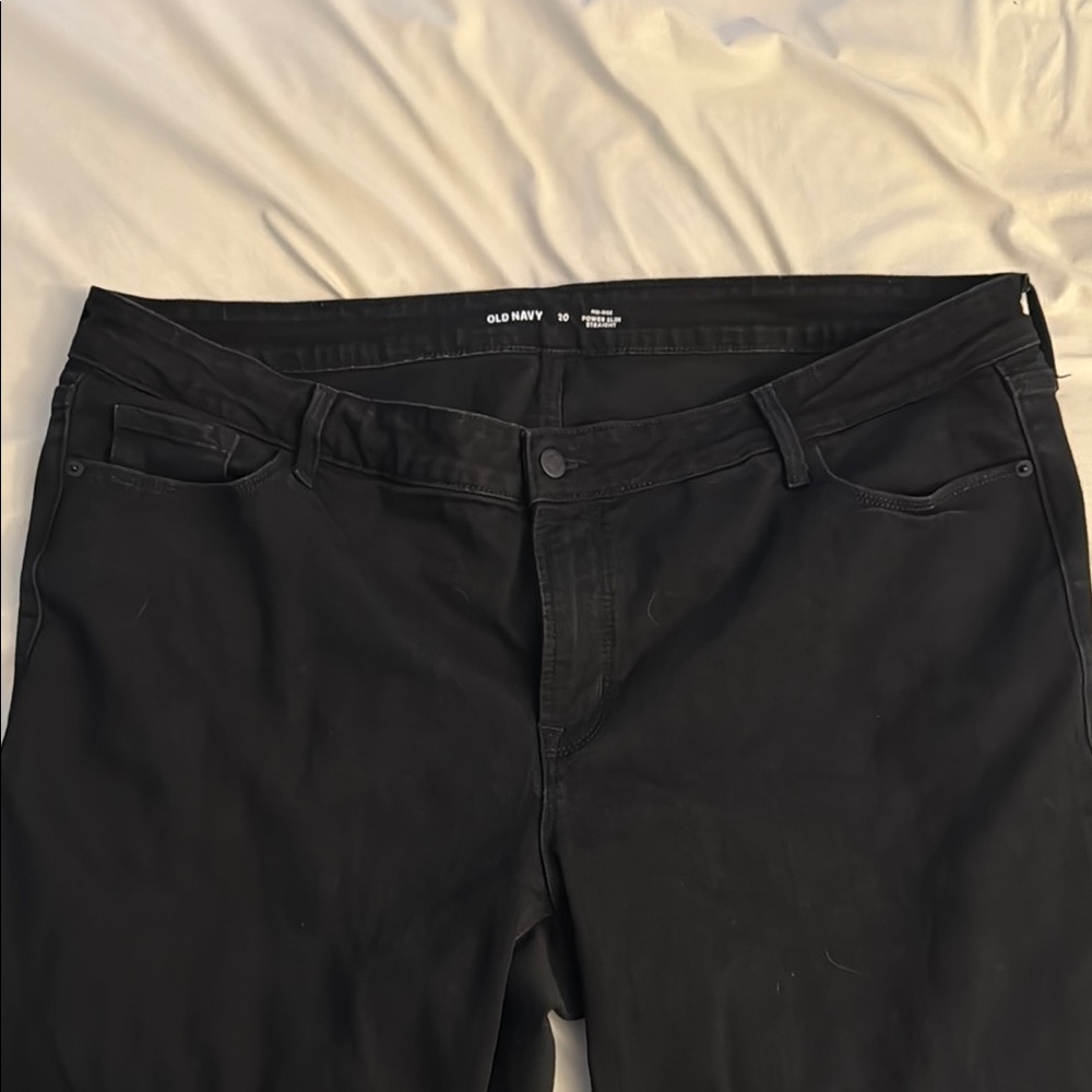Old Navy Black Jeans Mid Rise Power Slim Straight Size 20 New